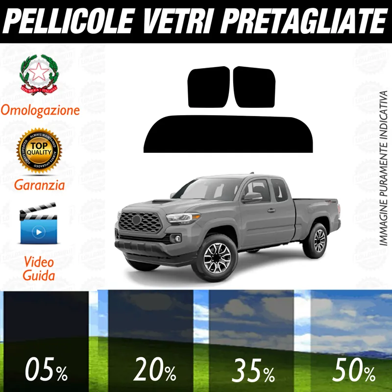 Compra Online Toyota Tacoma 2P dal 2016 a Oggi Pellicole Oscuramento Vetri Auto Pre Tagliate a Misura