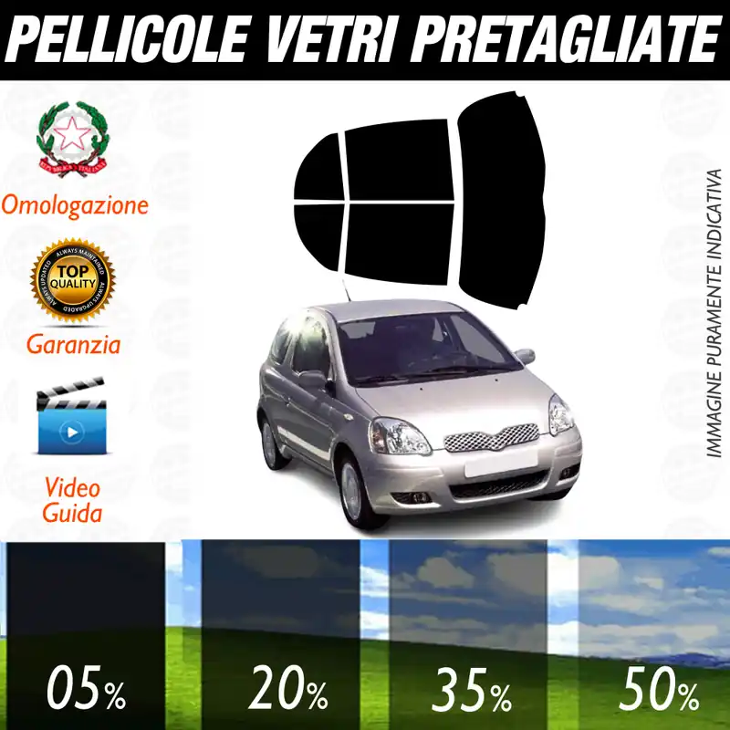 Pagamento Sicuro Toyota Yaris 5P dal 2003 al 2005 Pellicole Oscuramento Vetri Auto Pre Tagliate a Misura
