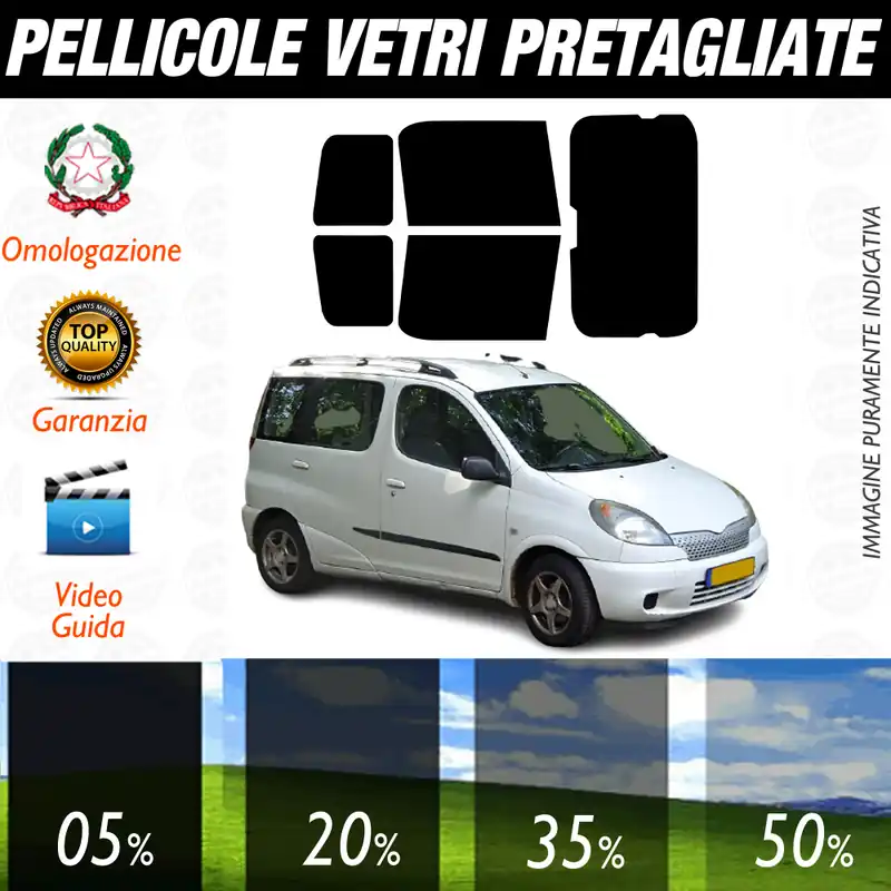 Prezzo Basso Toyota Yaris Verso dal 1999 al 2007 Pellicole Oscuramento Vetri Auto Pre Tagliate a Misura