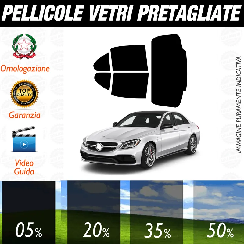 Mercedes Classe C Berlina 2015 a Oggi Pellicole Oscuramento Vetri Auto Pre Tagliate a Misura Ordina Subito