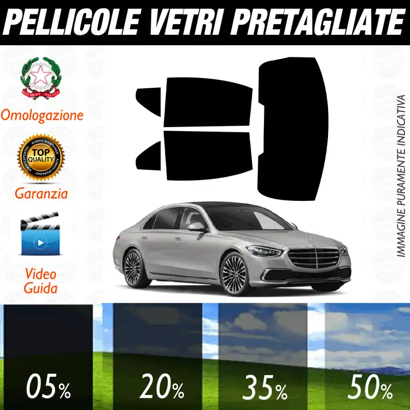 Mercedes Classe S dal 2021 a Oggi Pellicole Oscuramento Vetri Auto Pre Tagliate a Misura Promozione