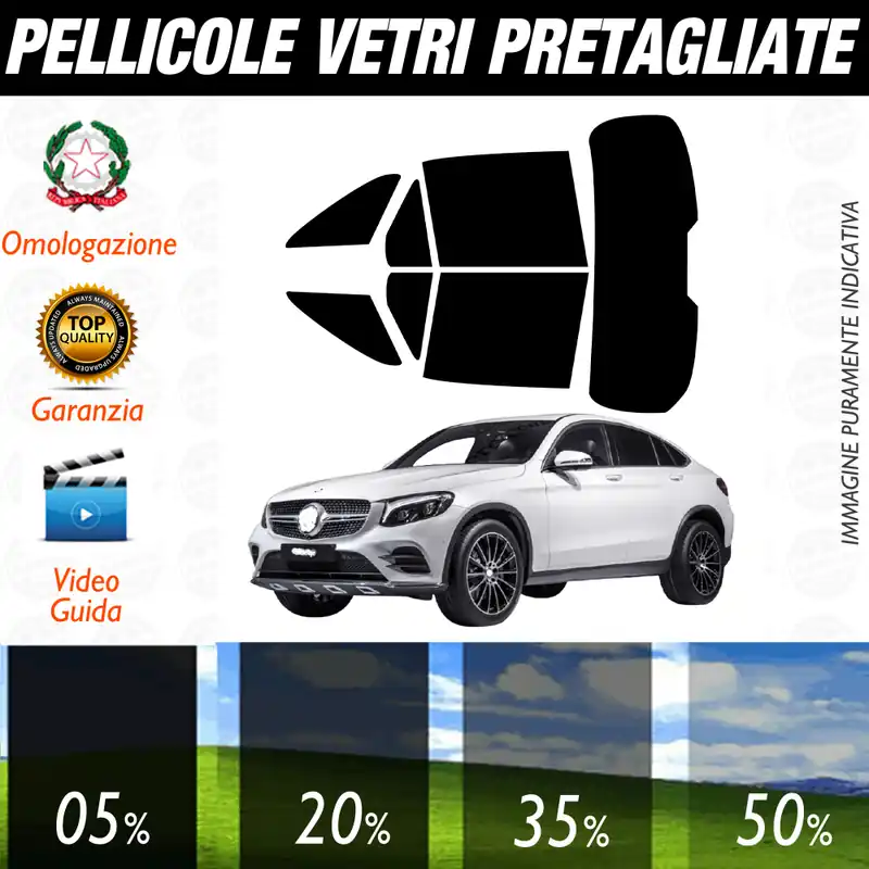 Prezzo Ridotto Mercedes GLC Coupé dal 2015 al 2018 Pellicole Oscuramento Vetri Auto Pre Tagliate a Misura