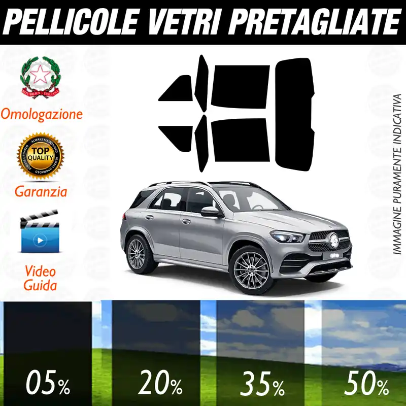 Mercedes GLE dal 2019 a Oggi Pellicole Oscuramento Vetri Auto Pre Tagliate a Misura Sconto