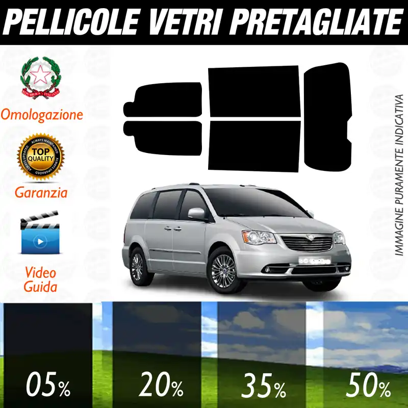 Spedito Oggi Lancia Grand Voyager dal 2011 al 2016 Pellicole Oscuramento Vetri Auto Pre Tagliate a Misura