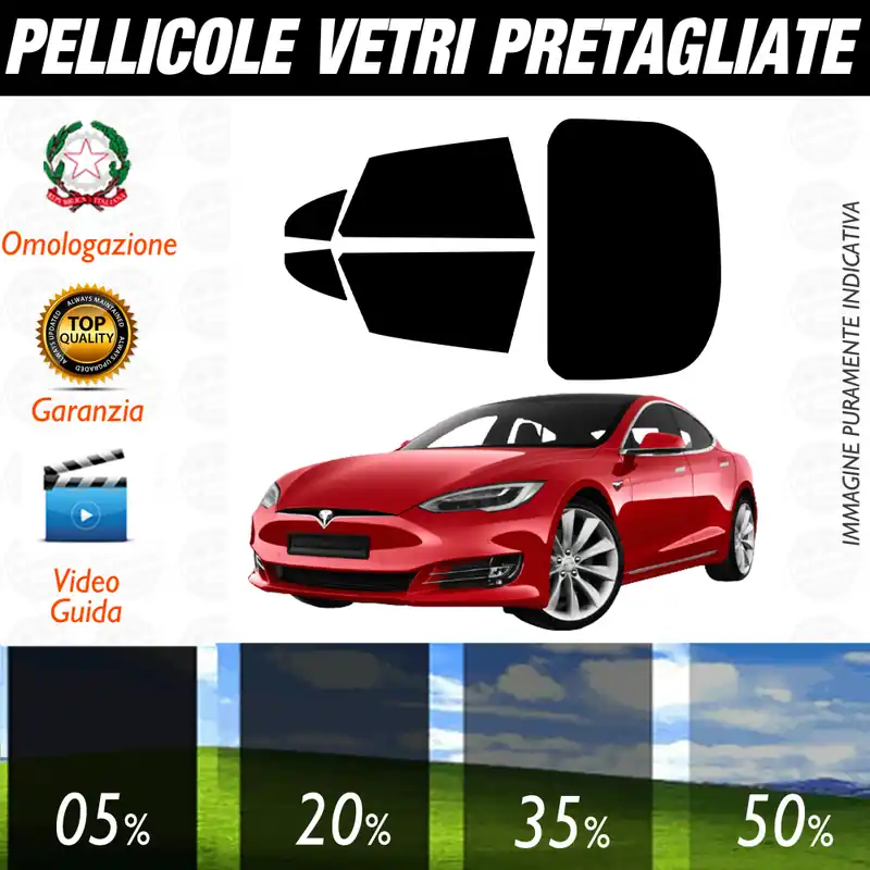 Tesla Model S dal 2012 a Oggi Pellicole Oscuramento Vetri Auto Pre Tagliate a Misura Scelto Dai Clienti