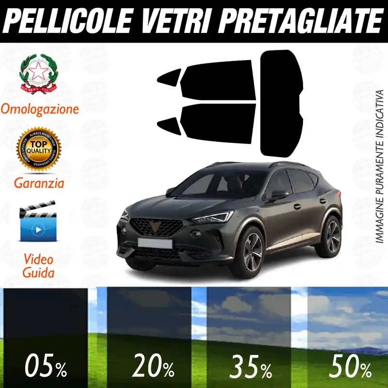 Subito Disponibile Cupra Formentor dal 2020 a Oggi Pellicole Oscuramento Vetri Auto Pre Tagliate a Misura