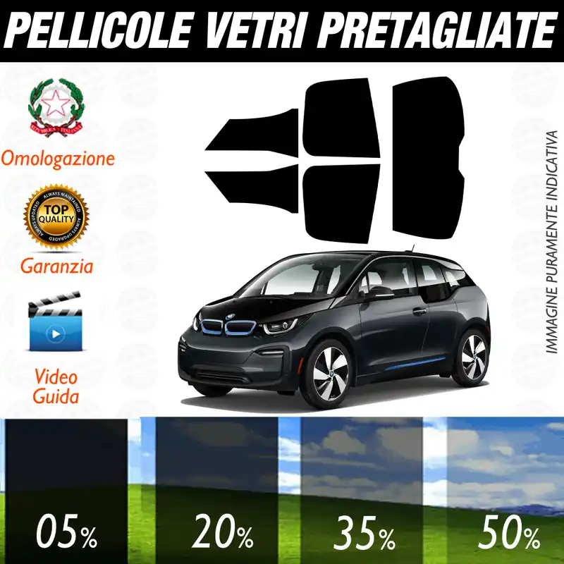 Bmw i3 dal 2014 al 2016 Pellicole Oscuramento Vetri Auto Pre Tagliate a Misura Consegna Rapida