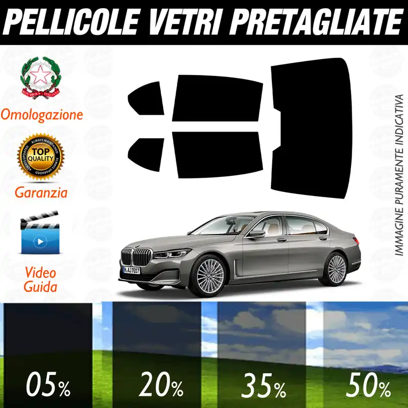 Bmw Serie 7 dal 2016 a Oggi Pellicole Oscuramento Vetri Auto Pre Tagliate a Misura Esclusivo
