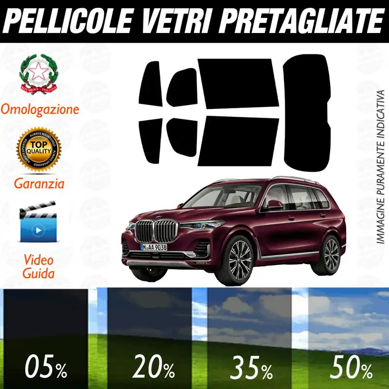 Ordina Subito Bmw X7 dal 2019 a Oggi Pellicole Oscuramento Vetri Auto Pre Tagliate a Misura