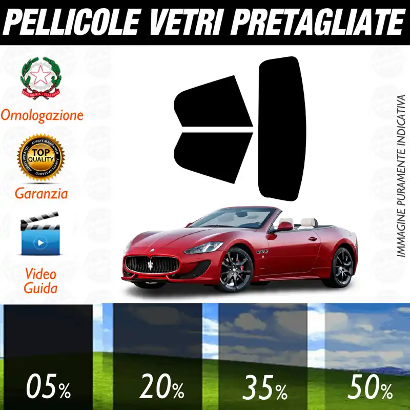 Maserati Gran Turismo Cabrio dal 2007 al 2019 Pellicole Oscuramento Vetri Auto Pre Tagliate a Misura Offerta Del Giorno