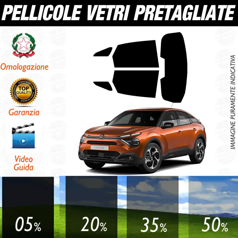 Prezzo Basso Citroen C4 5P dal 2020 a Oggi Pellicole Oscuramento Vetri Auto Pre Tagliate a Misura