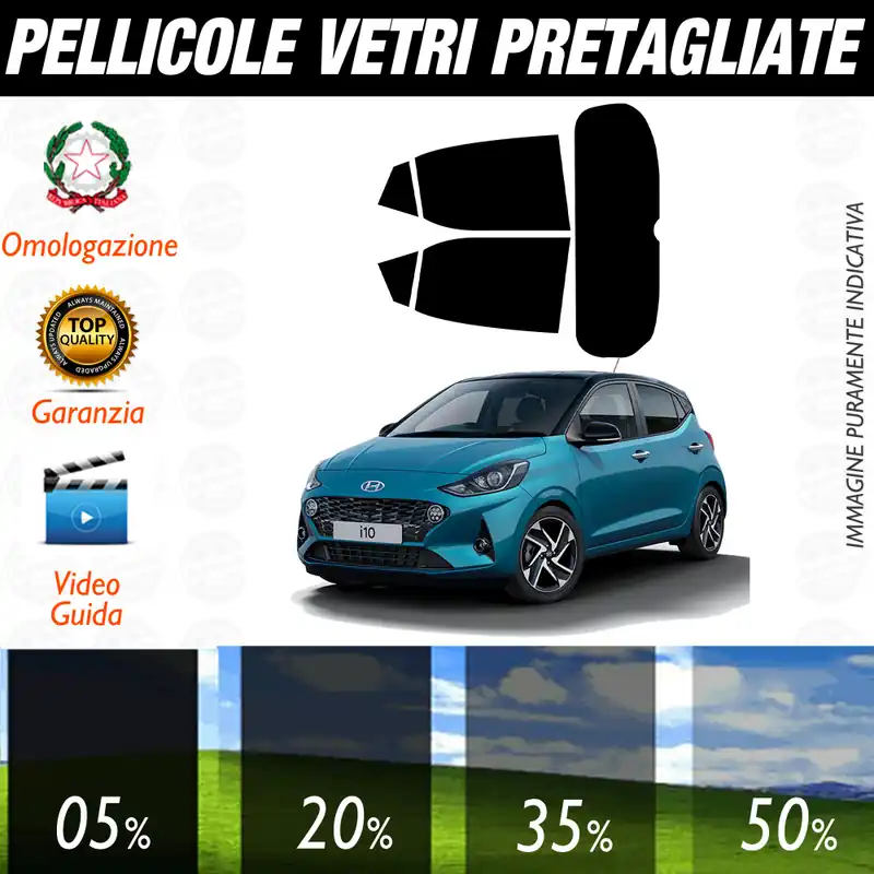 Hyundai i10 dal 2020 a Oggi Pellicole Oscuramento Vetri Auto Pre Tagliate a Misura Affare