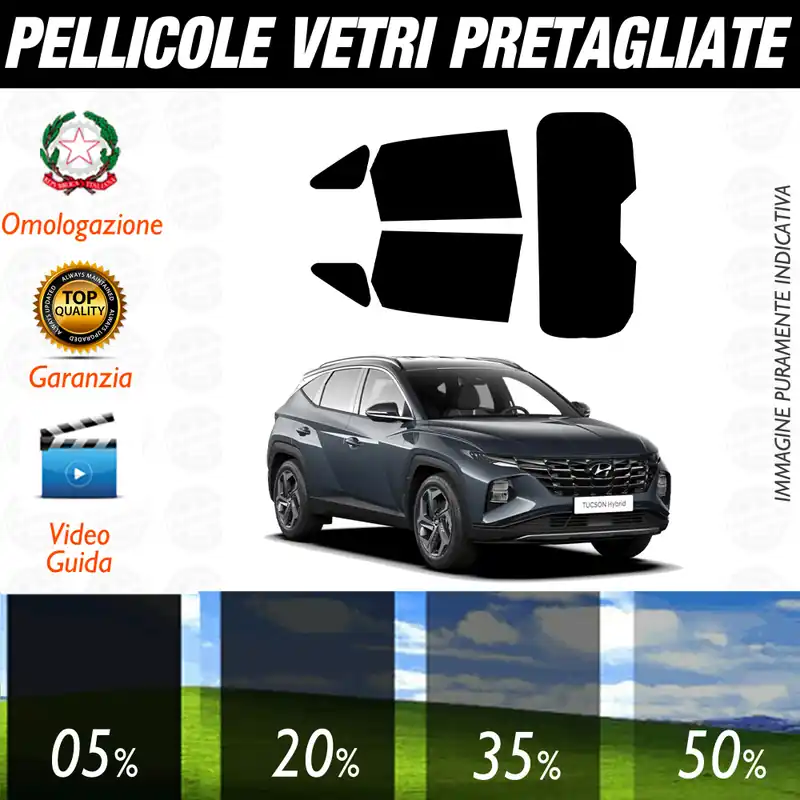 Hyundai Tucson dal 2021 a Oggi Pellicole Oscuramento Vetri Auto Pre Tagliate a Misura Ultimissimo Modello