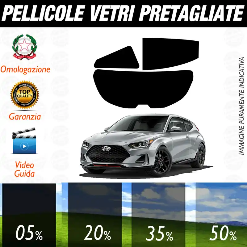 Saldi Hyundai Veloster dal 2020 a Oggi Pellicole Oscuramento Vetri Auto Pre Tagliate a Misura