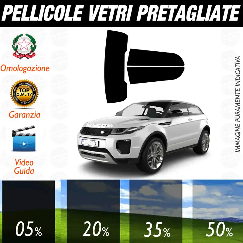 Land Rover Evoque 3P dal 2012 al 2018 Pellicole Oscuramento Vetri Auto Pre Tagliate a Misura Spedito Oggi