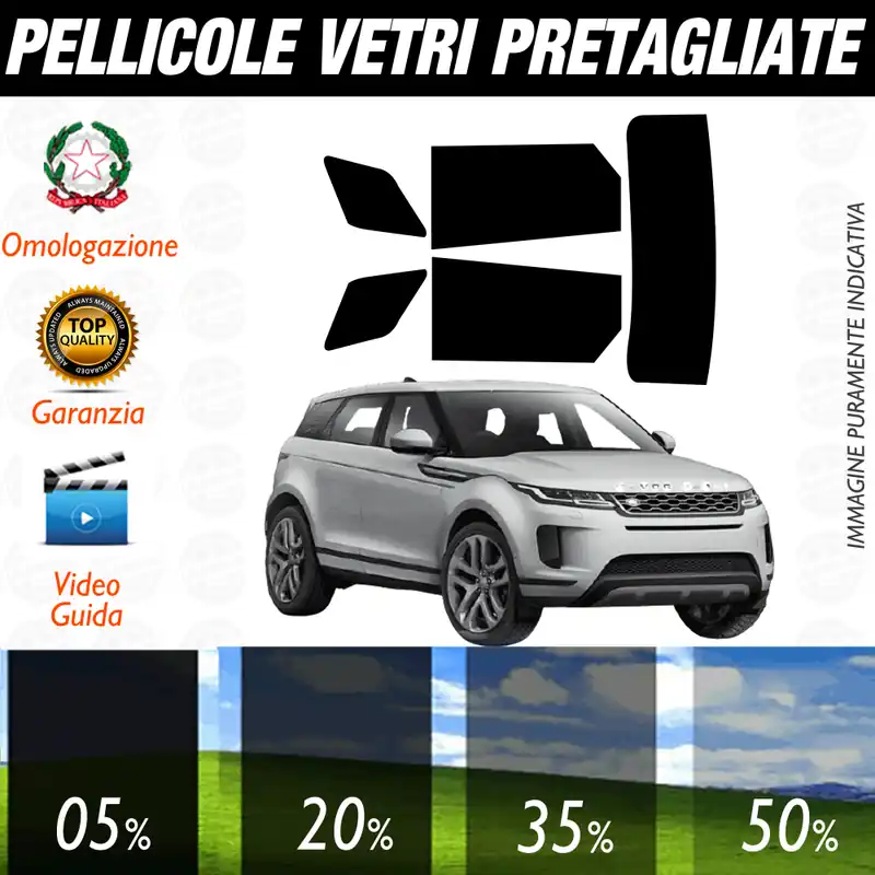 Land Rover Evoque 5P dal 2019 a Oggi Pellicole Oscuramento Vetri Auto Pre Tagliate a Misura Sconto