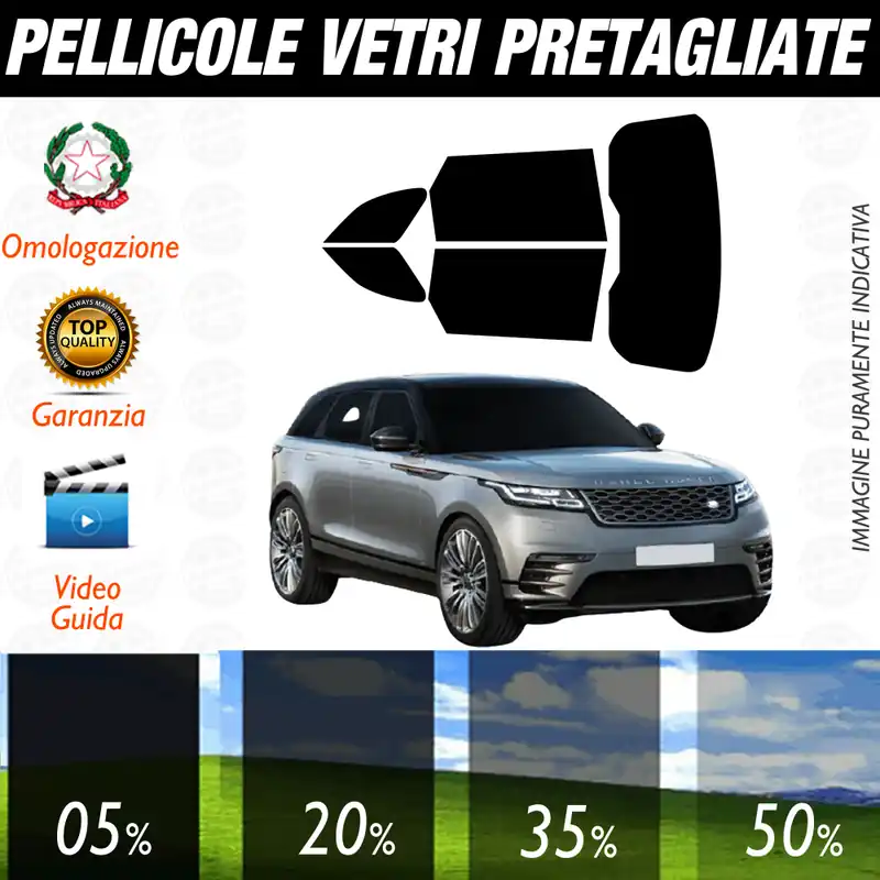 Land Rover Velar dal 2018 a Oggi Pellicole Oscuramento Vetri Auto Pre Tagliate a Misura Direttamente Dal Produttore