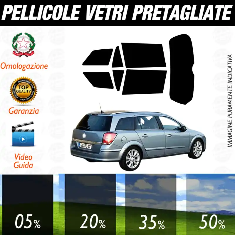 Opel Astra Sw dal 2005 al 2011 Pellicole Oscuramento Vetri Auto Pre Tagliate a Misura Pagamento Sicuro