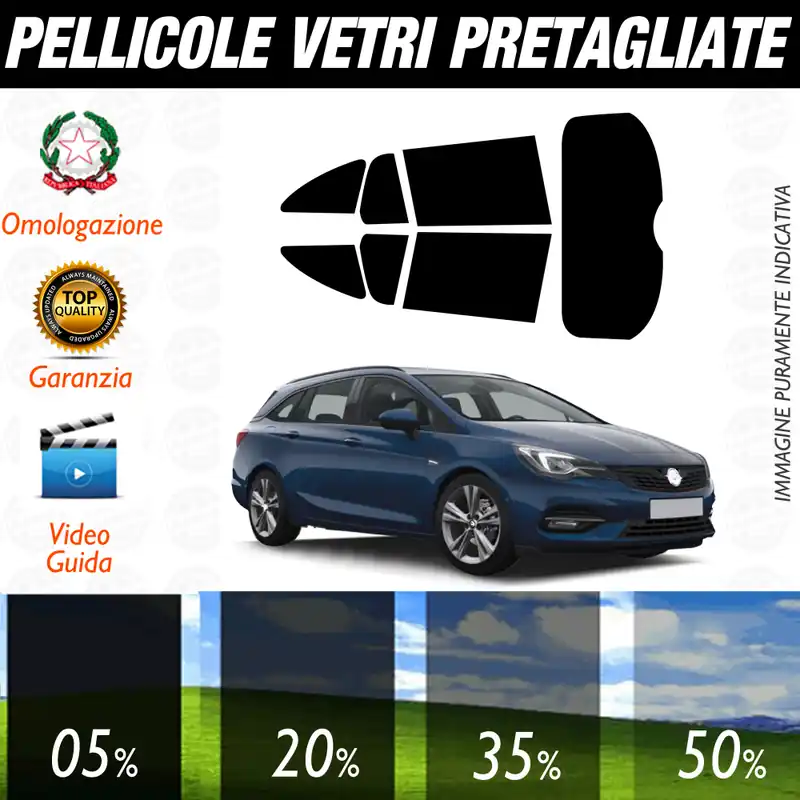 Opel Astra Sw dal 2015 a Oggi Pellicole Oscuramento Vetri Auto Pre Tagliate a Misura Nuovo Arrivo