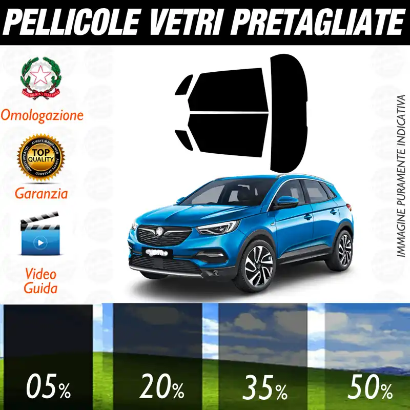Consegna Rapida Opel Grandland X dal 2018 a Oggi Pellicole Oscuramento Vetri Auto Pre Tagliate a Misura