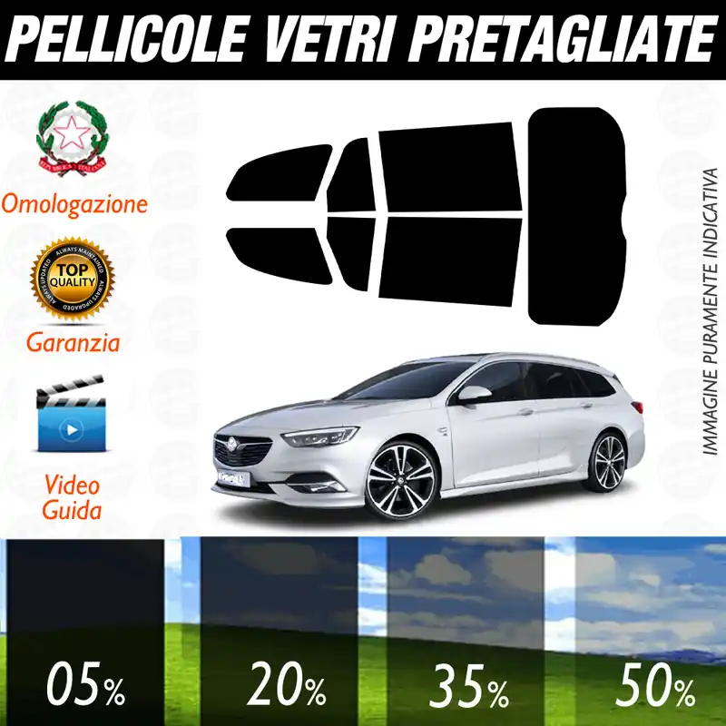 Opel Insignia Sw dal 2017 a Oggi Pellicole Oscuramento Vetri Auto Pre Tagliate a Misura Reso Gratuito