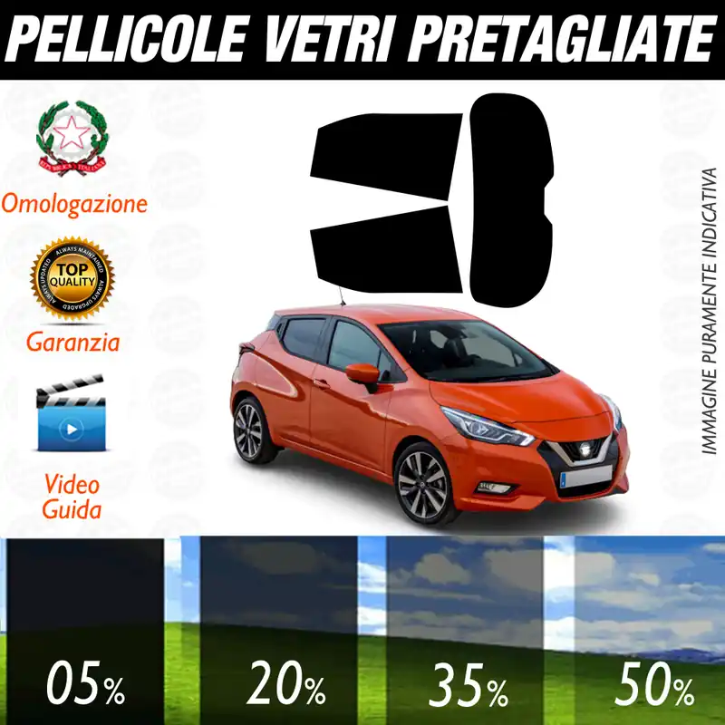 Offerta Lampo Nissan Micra 5P dal 2018 a Oggi Pellicole Oscuramento Vetri Auto Pre Tagliate a Misura