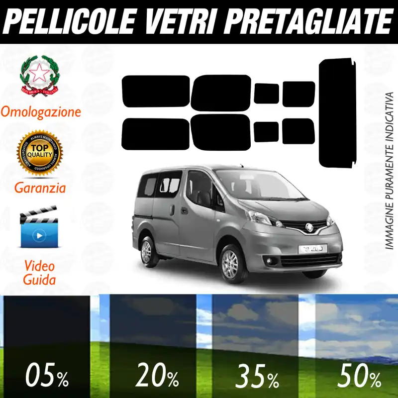Prezzo Di Fabbrica Nissan NV 200 dal 2009 al 2016 Pellicole Oscuramento Vetri Auto Pre Tagliate a Misura