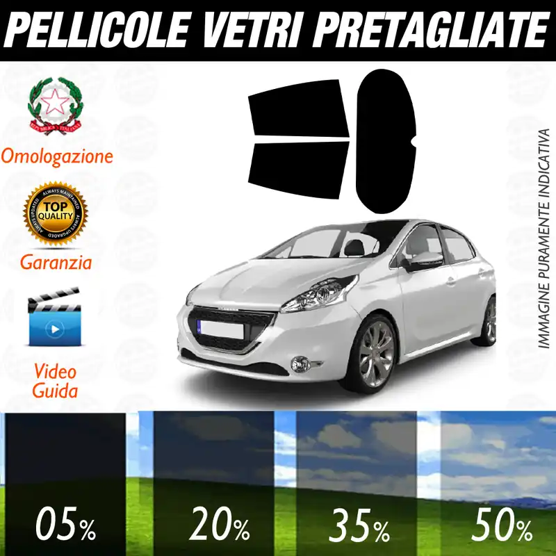 Scelto Dai Clienti Peugeot 208 5P dal 2012 al 2018 Pellicole Oscuramento Vetri Auto Pre Tagliate a Misura