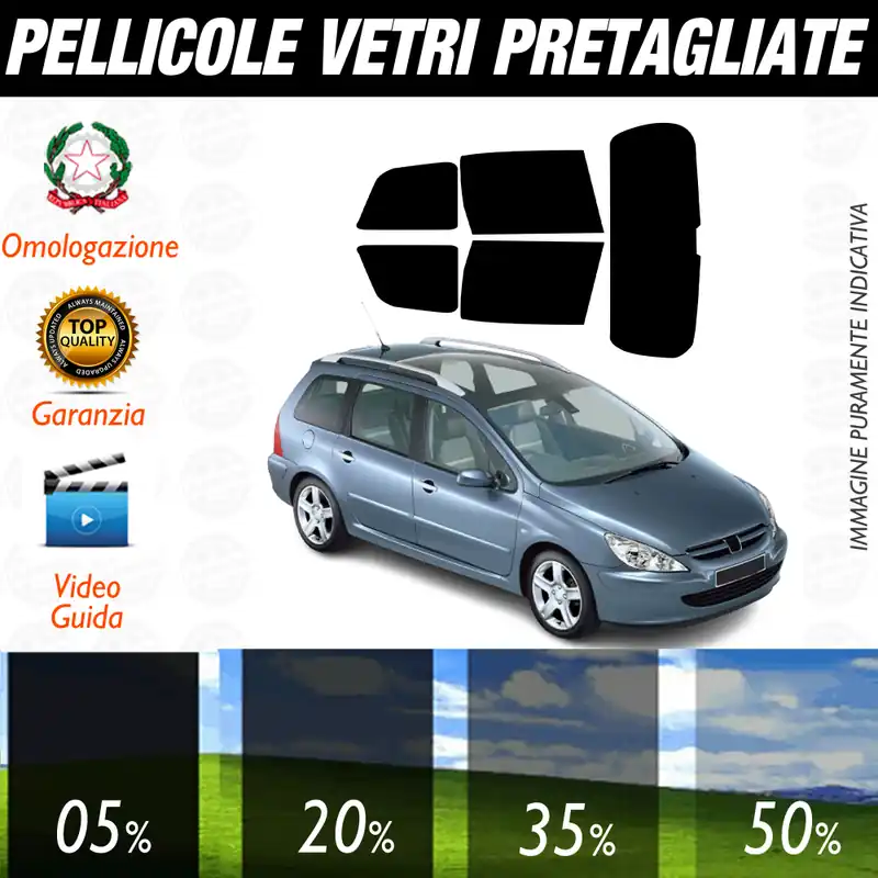 Bestseller Peugeot 307 Sw dal 2002 al 2006 Pellicole Oscuramento Vetri Auto Pre Tagliate a Misura