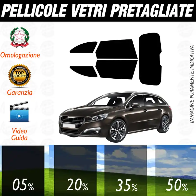 Subito Disponibile Peugeot 508 Sw dal 2011 al 2019 Pellicole Oscuramento Vetri Auto Pre Tagliate a Misura