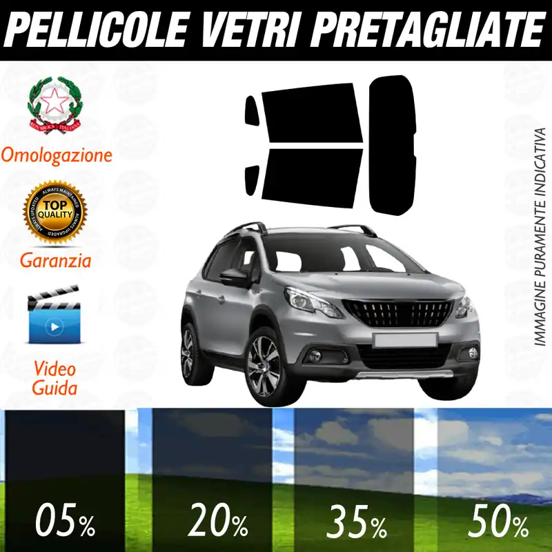 Vendita Finale Peugeot 2008 dal 2013 al 2019 Pellicole Oscuramento Vetri Auto Pre Tagliate a Misura