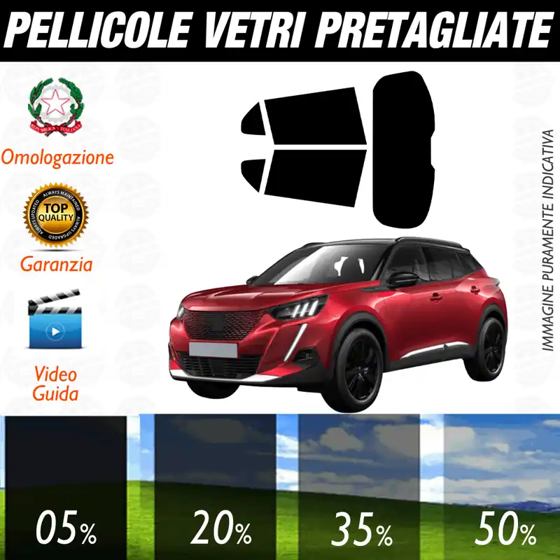 Promozione Peugeot 2008 dal 2020 a Oggi Pellicole Oscuramento Vetri Auto Pre Tagliate a Misura