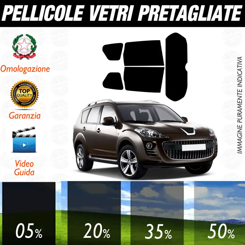 Quantità Limitata Peugeot 4007 dal 2007 al 2012 Pellicole Oscuramento Vetri Auto Pre Tagliate a Misura