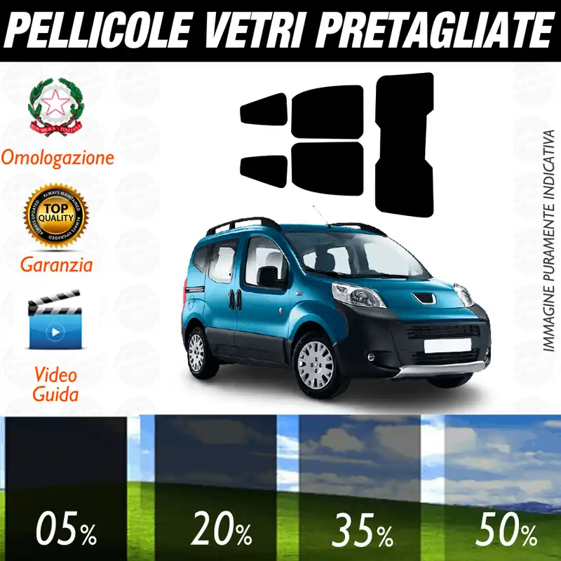 Peugeot Bipper dal 2008 al 2016 Pellicole Oscuramento Vetri Auto Pre Tagliate a Misura Nuovo Arrivo