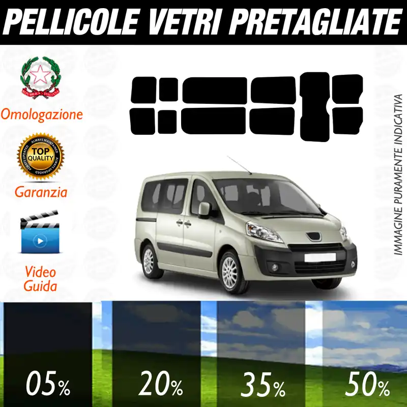 Peugeot Expert dal 2007 al 2020 Pellicole Oscuramento Vetri Auto Pre Tagliate a Misura Prezzo Ridotto