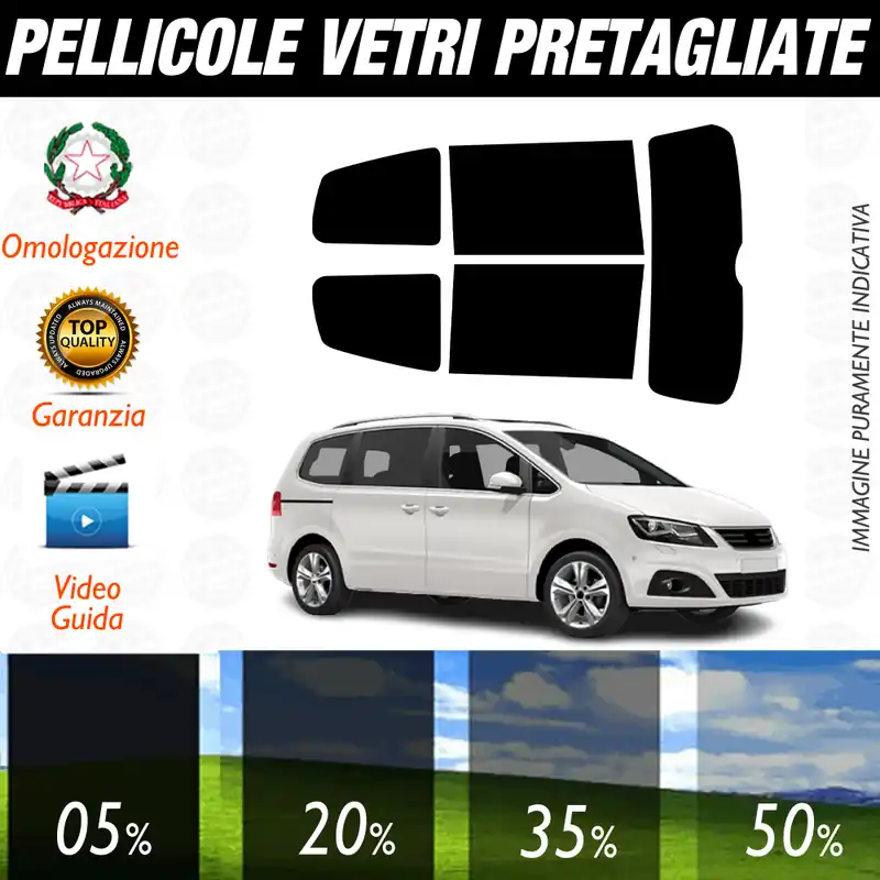 Ultime Pezzi Seat Alhambra dal 2010 a Oggi Pellicole Oscuramento Vetri Auto Pre Tagliate a Misura