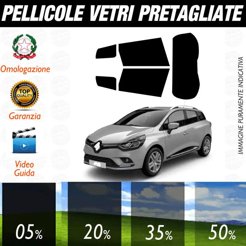 Renault Clio Sw dal 2013 al 2020 Pellicole Oscuramento Vetri Auto Pre Tagliate a Misura Offerta Lampo