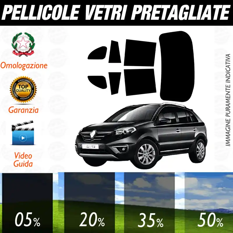Renault Koleos dal 2011 al 2016 Pellicole Oscuramento Vetri Auto Pre Tagliate a Misura Non Perdere