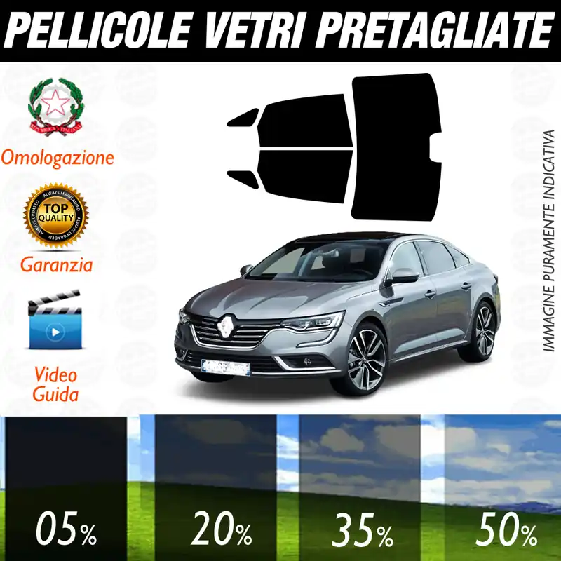 Renault Talisman dal 2016 a Oggi Pellicole Oscuramento Vetri Auto Pre Tagliate a Misura Offerta