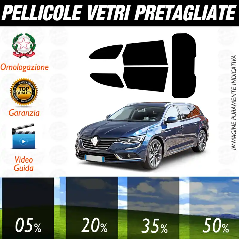 Renault Talisman Sw dal 2019 a Oggi Pellicole Oscuramento Vetri Auto Pre Tagliate a Misura Professionale