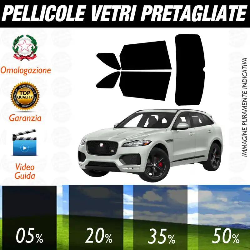 Compra Oggi Stesso Jaguar F Pace dal 2015 a Oggi Pellicole Oscuramento Vetri Auto Pre Tagliate a Misura