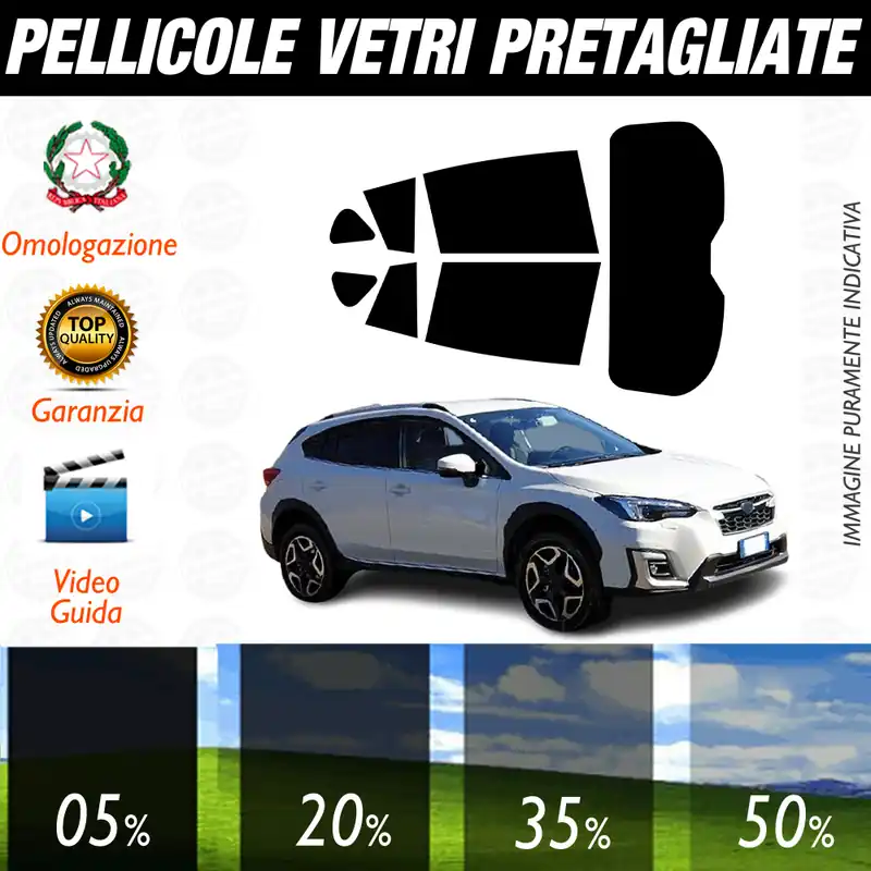 Subaru Crosstrek dal 2018 a Oggi Pellicole Oscuramento Vetri Auto Pre Tagliate a Misura Vendita Finale