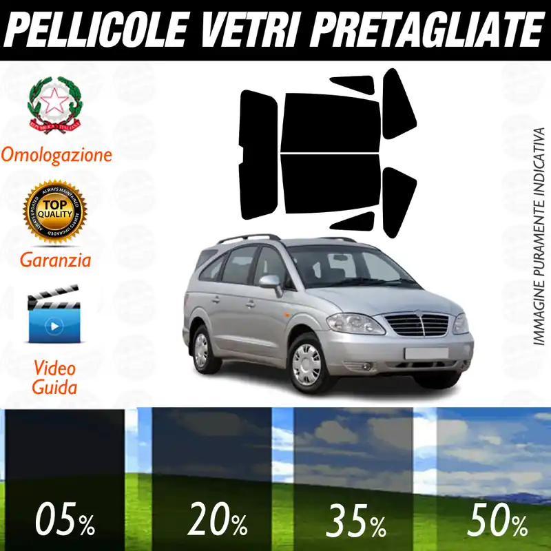 Ssangyong Rodius dal 2004 al 2013 Pellicole Oscuramento Vetri Auto Pre Tagliate a Misura Occasione