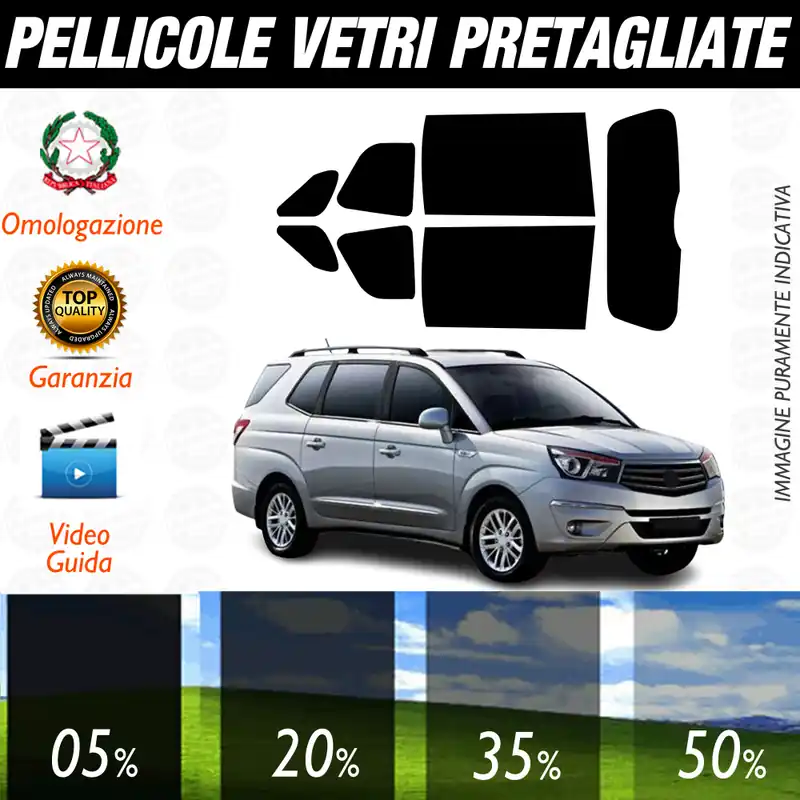 Prezzo Di Fabbrica Ssangyong Rodius dal 2013 a Oggi Pellicole Oscuramento Vetri Auto Pre Tagliate a Misura