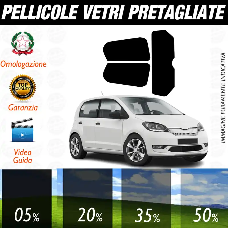 Skoda Citigo 5P dal 2012 a Oggi Pellicole Oscuramento Vetri Auto Pre Tagliate a Misura Ultima Occasione