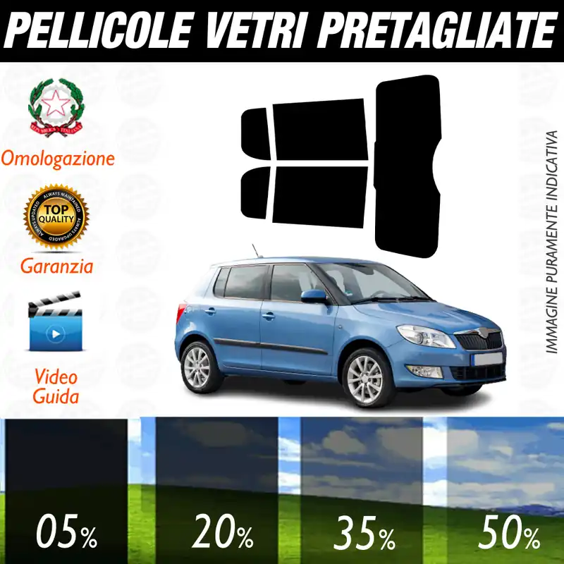 Prezzo Basso Skoda Fabia 5P dal 2007 al 2014 Pellicole Oscuramento Vetri Auto Pre Tagliate a Misura