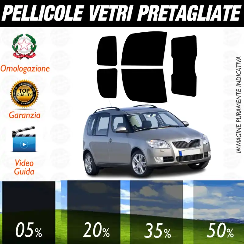 A Buon Prezzo Skoda Roomster dal 2006 al 2016 Pellicole Oscuramento Vetri Auto Pre Tagliate a Misura