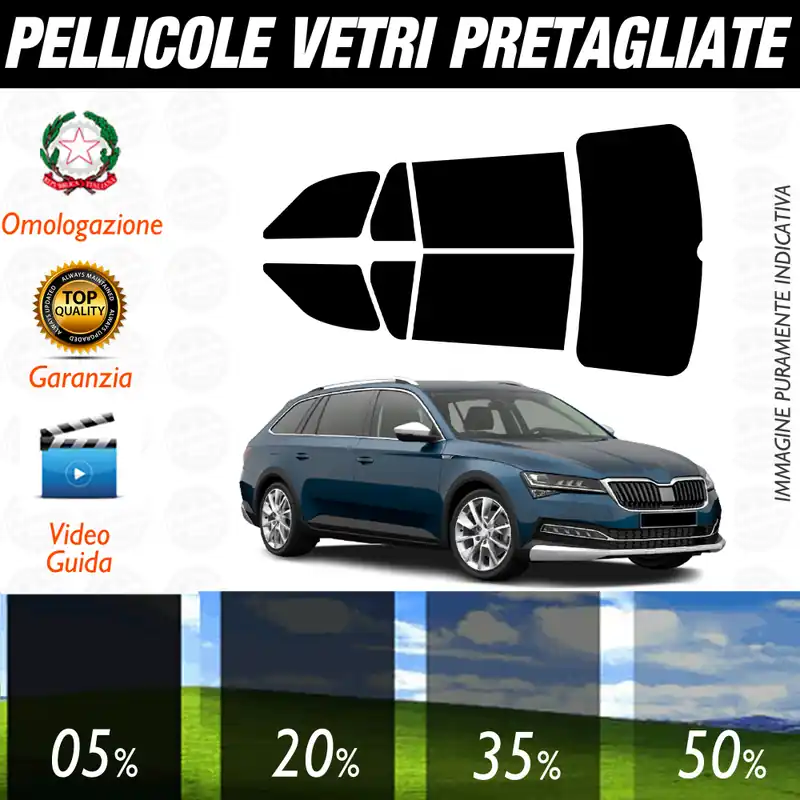 Ultima Occasione Skoda Superb Sw dal 2015 a Oggi Pellicole Oscuramento Vetri Auto Pre Tagliate a Misura