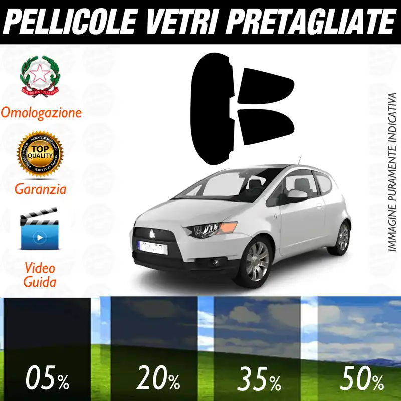 Mitsubishi Colt 3P dal 2008 al 2012 Pellicole Oscuramento Vetri Auto Pre Tagliate a Misura Occasione Imperdibile
