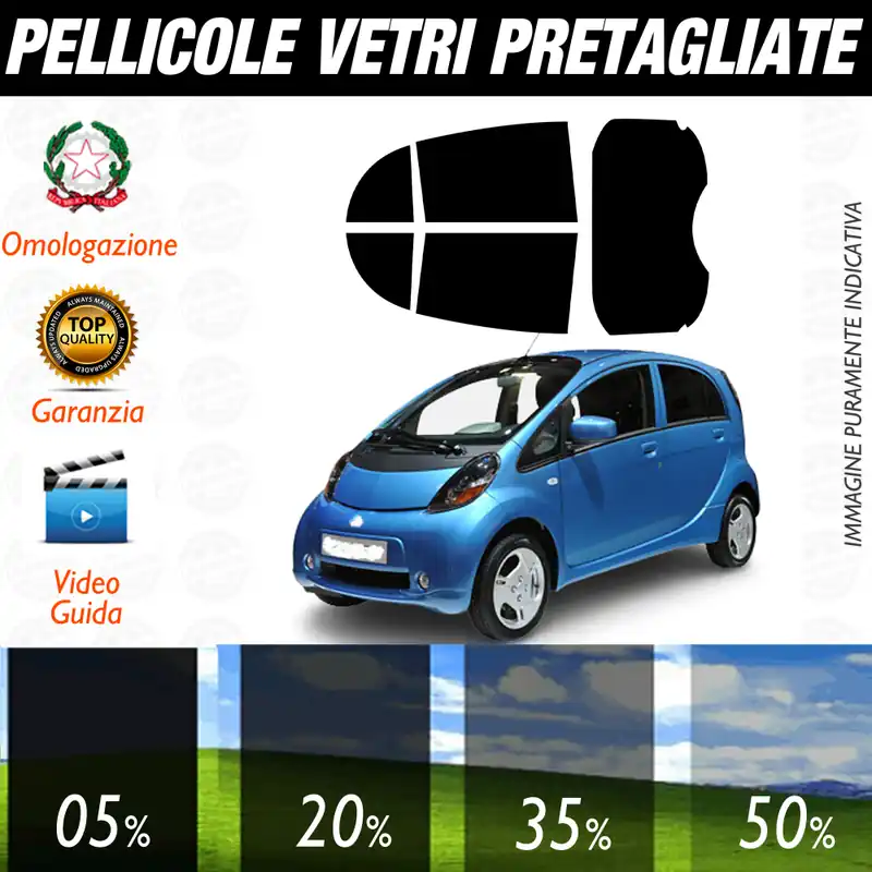 Mitsubishi I-miev 5P dal 2009 al 2016 Pellicole Oscuramento Vetri Auto Pre Tagliate a Misura Spedito Oggi